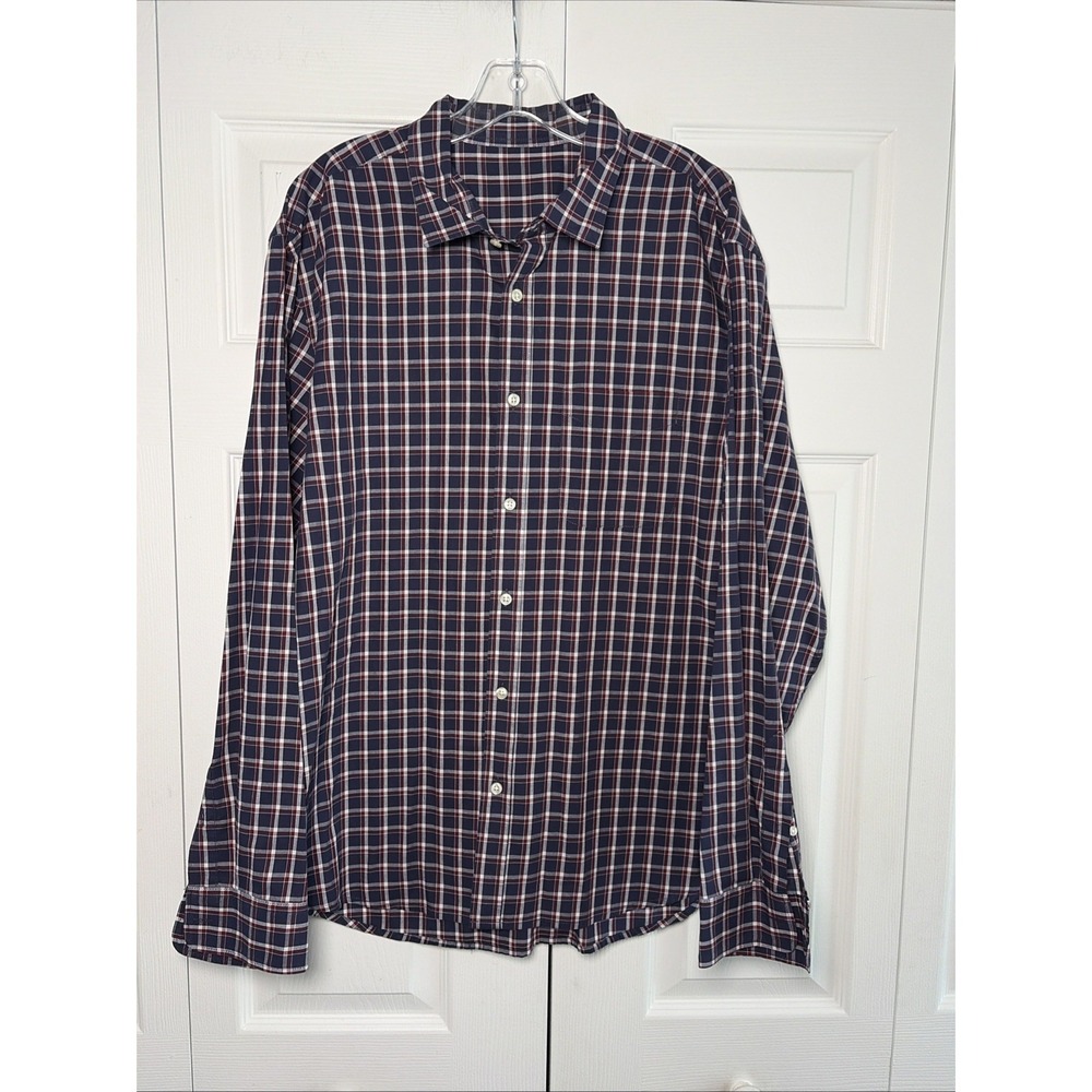 Gap Everyday Plaid Button Down Shirt Womens Size XL Blue Red Cotton Blend